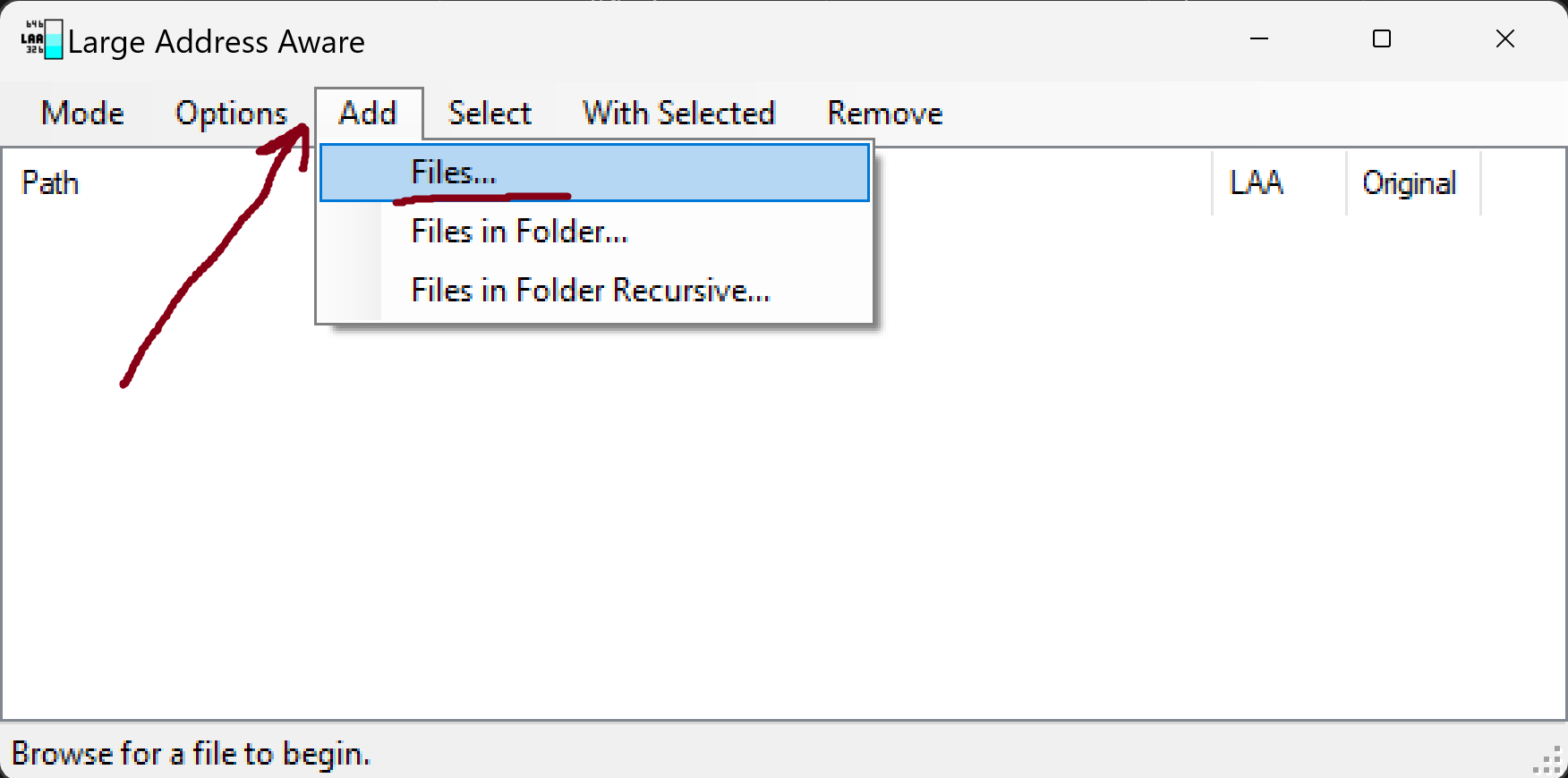 Adding file to LAA