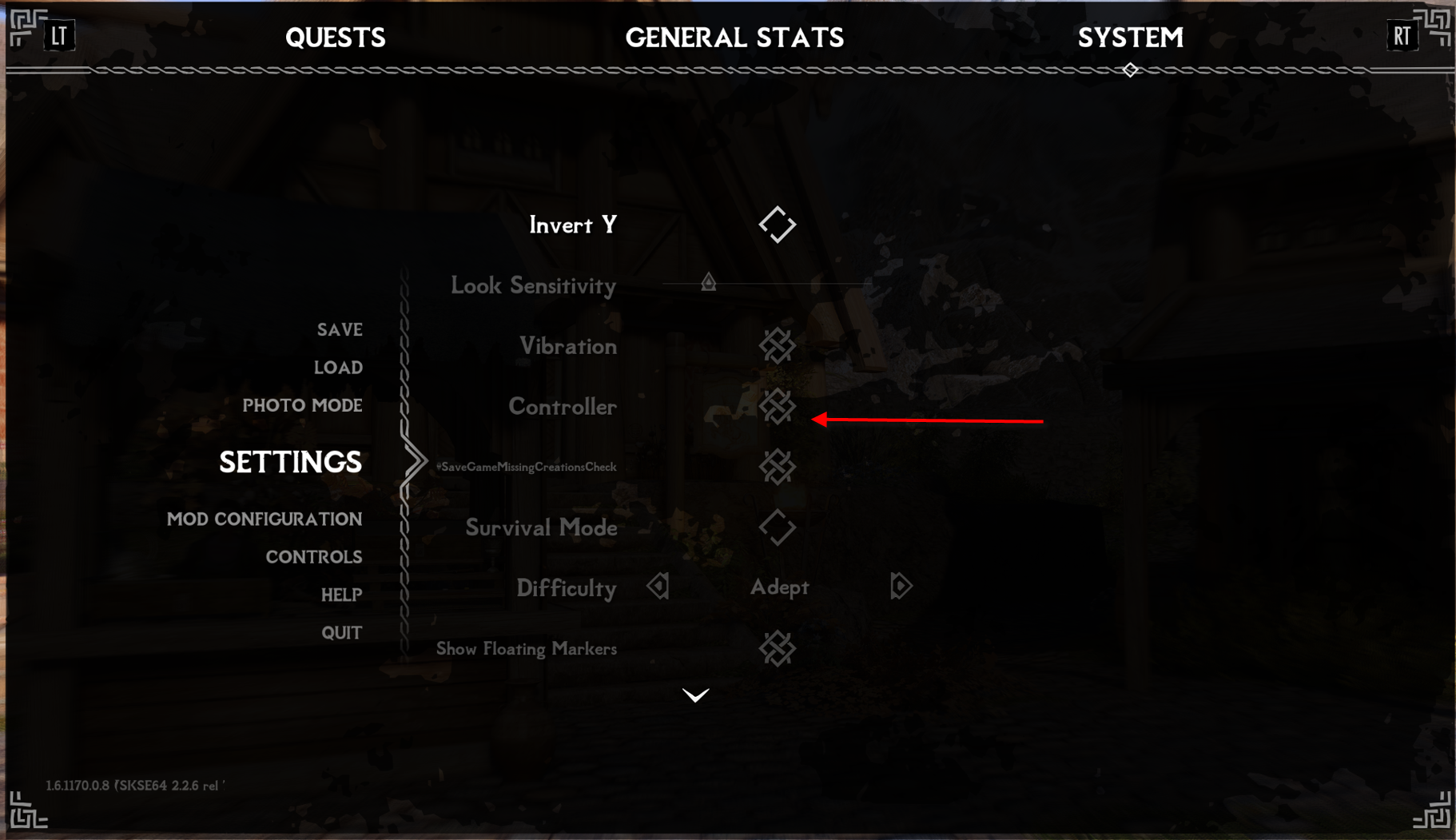 Controller enabled in settings