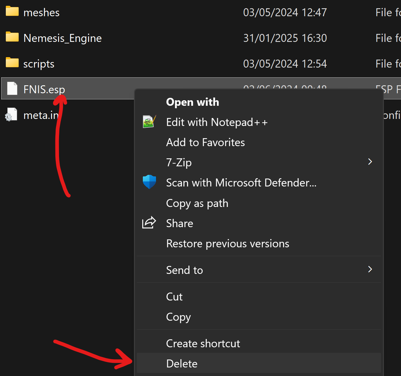 Deleting FNIS.esp